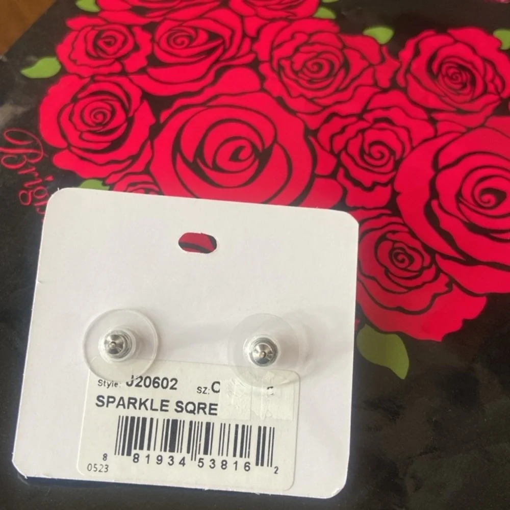 Brighton Silver Sparkle Square Earrings. New with tags, and gift bag. - Picture 5 of 8